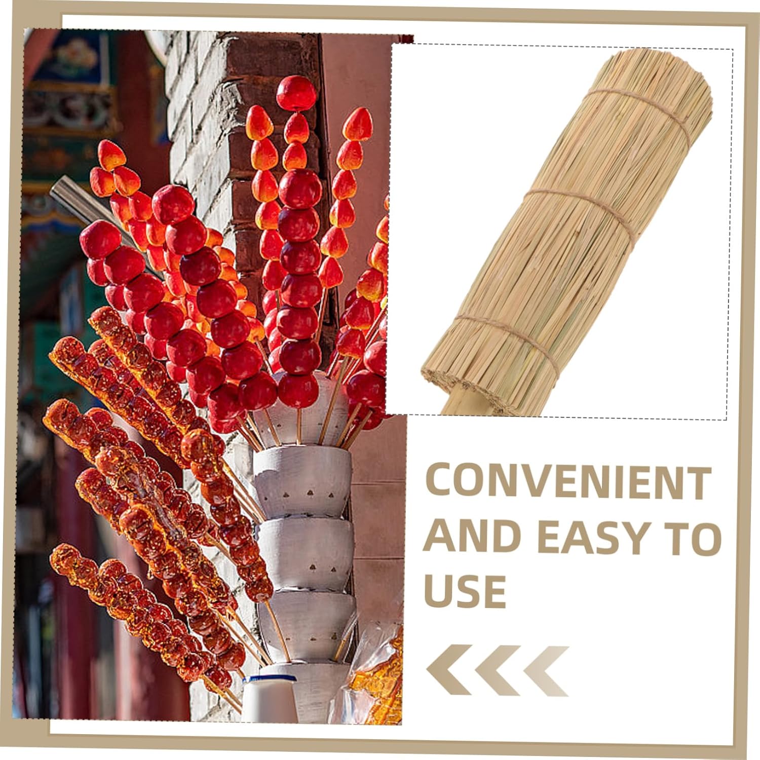 VOSAREA Commercial Candied Haw Display Rack Wooden Rod Multi-Function Lollipop Holder for Tabletop Use Jumbo Lollipop Sticks Stand for Parties and Events