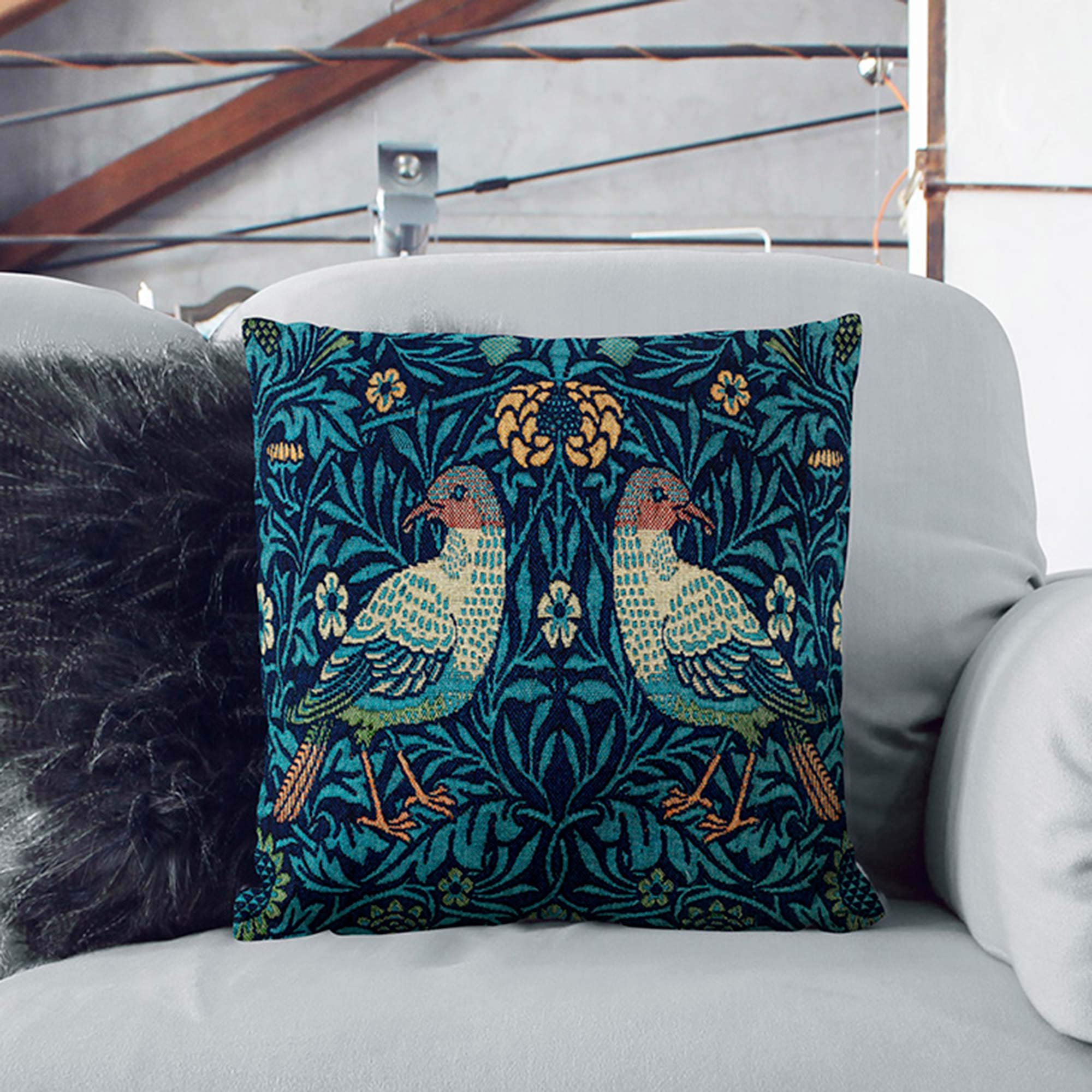 Set Of 4 Watercolor Winter Birds Linen Throw Pillow Covers - 16x16 Inch Cardinal & Chickadee Decor For Couch, Bed, Wedding