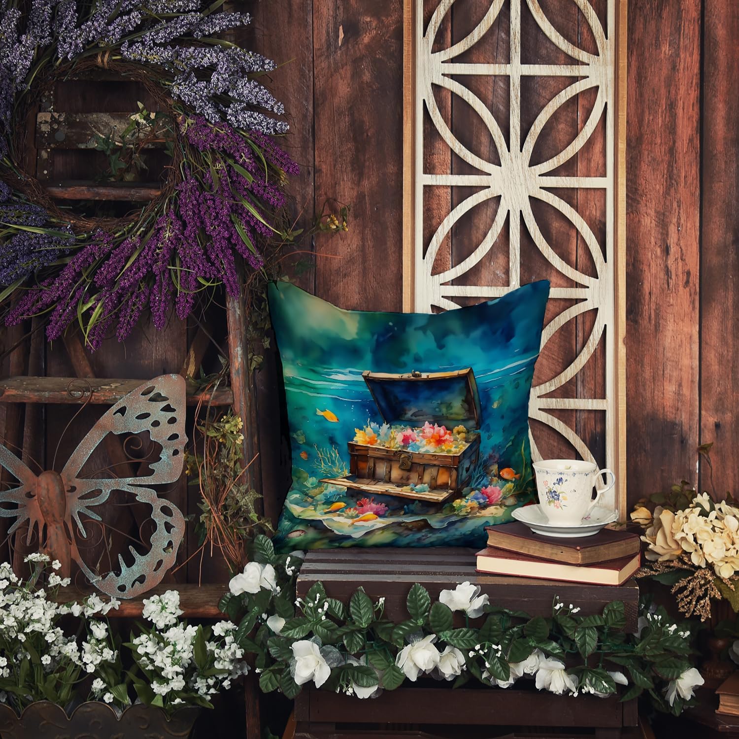 Caroline's Treasures Treasure Chest Throw Pillow Machine Washable, Indoor Outdoor Decorative Pillow for Couch, Bed or Patio, 14Hx14W