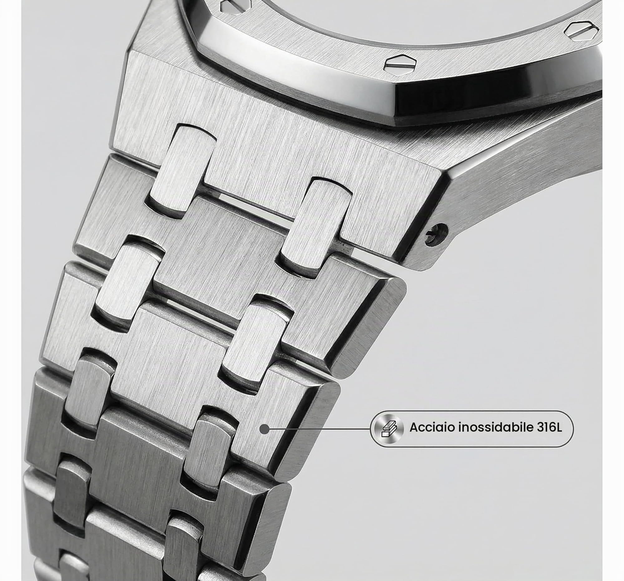 Ricambio Cinturino per Orologio Acciaio Inossidabile 316L compatibile con Casio G-Shock GA-2100 / GA-2110