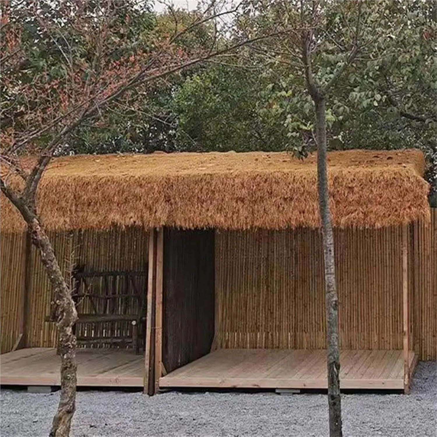 Artificial Thatch Roof Roll Artificial Plastic Grass Roll Simulation Straw Roof Decorative Thatch Mat Garden Balcony Outdoor Furniture Blind Fake