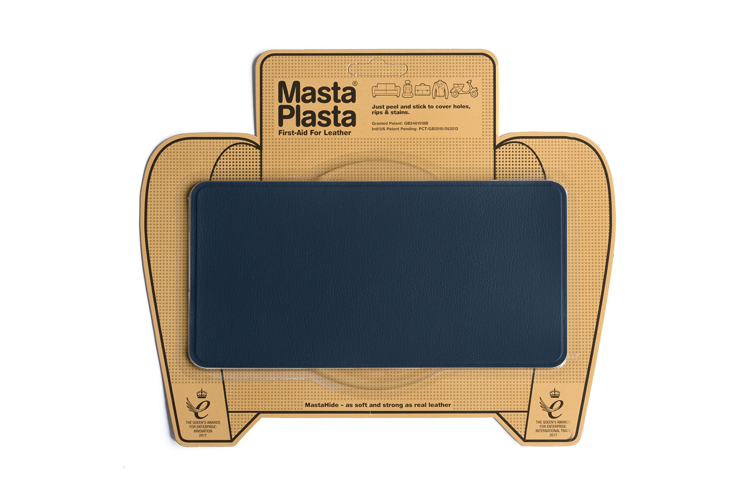 MastaPlasta Self-Adhesive Premium Leather Repair Patch - Navy 20cm x 10cm (8in x 4in). Your All-In-One Instant Upholstery-Quality Leather Repair Kit for Sofas, Car Interiors, Bags & DIY