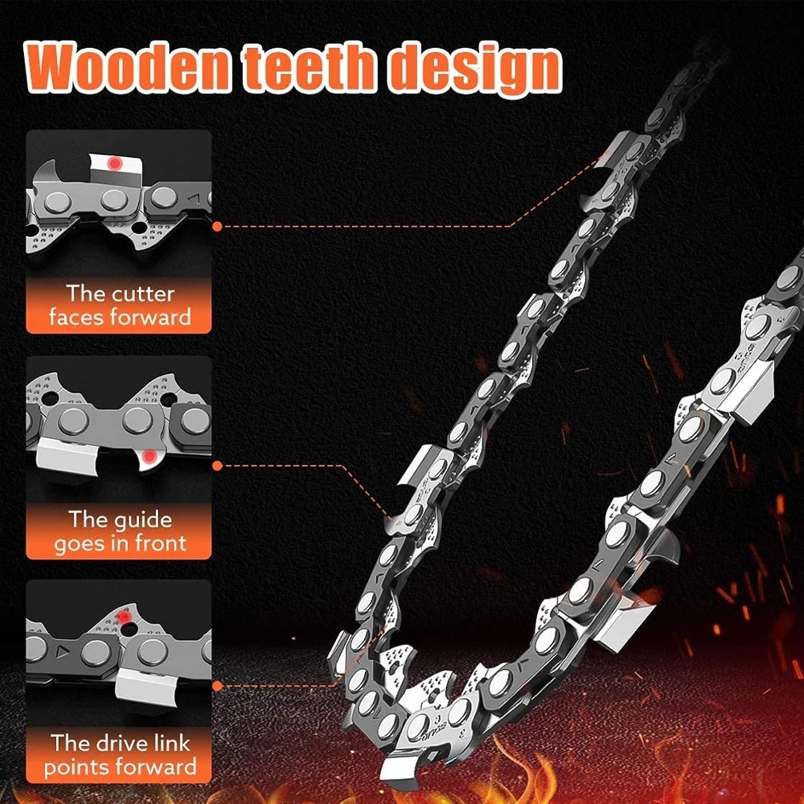 Cadena para Motosierra, Paquete de 12 Cadenas de Repuesto for motosierras inalámbricas de 4 y 6 Pulgadas(4 and 6 Set B)