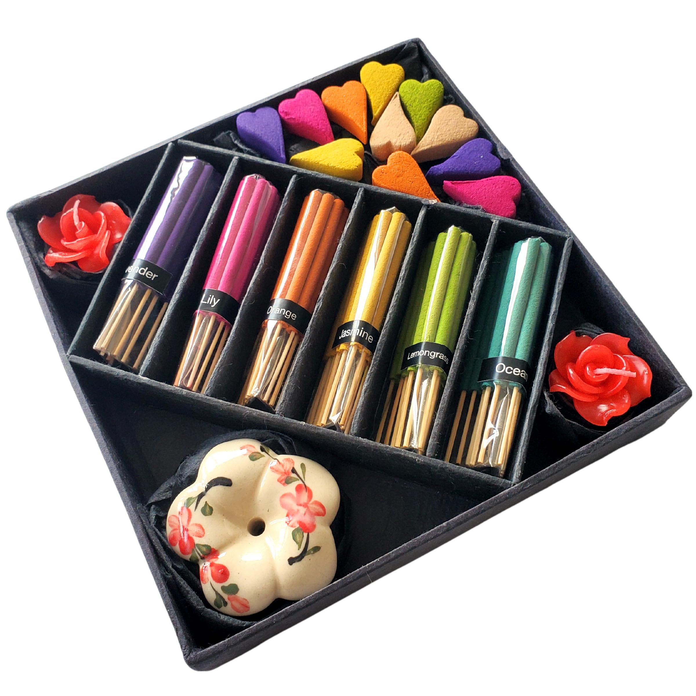 Purity Incense Gift Set with Holder, candle, incense sticks and cones in a Gift Box