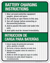 Battery Charging Instructions Bilingual Sign, 24x30 Inches, 3M EGP Reflective .080 Aluminum, Fade Resistant, Indoor/Outdoor Use, Made in USA