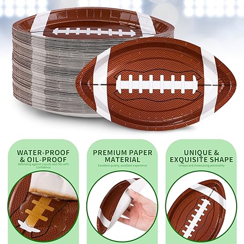 Miniatura 3 de durony 200 platos de fiesta de fútbol, bandejas de servir con forma de fútbol, platos desechables para aperitivos, regalos de fiesta deportiva para