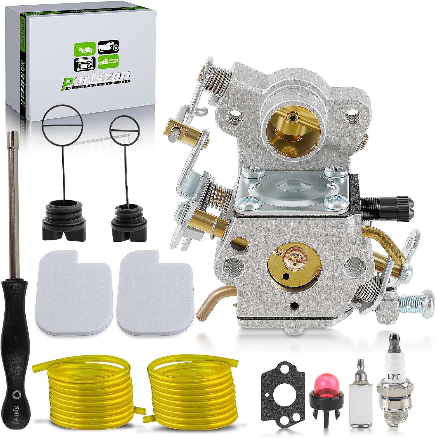 530035590 Carburetor for Poulan PP3416 PP3516 PP3816 PP4018 PP4218 PPB4018 PPB4218 S1970 SM4218AV Chainsaw Zama C1M-W26 C1M-W26C W-26B W26B Carb Tune Up Kit with 530057925 Air Filter