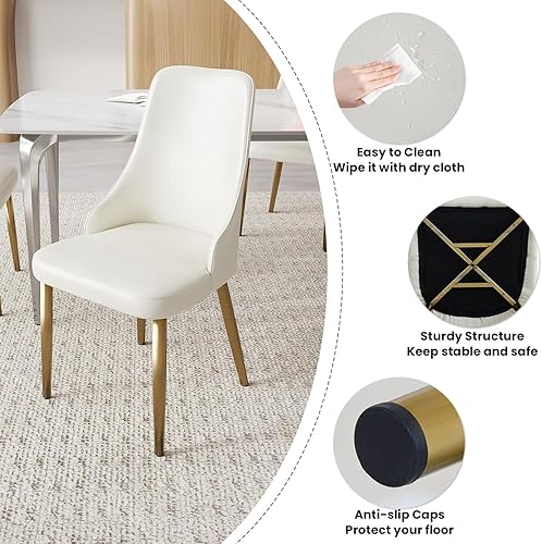 Miniatura 5 de Juego de sillas de comedor, moderna silla de comedor de piel sintética, sillas de comedor de cocina de mediados de siglo, silla auxiliar tapizada