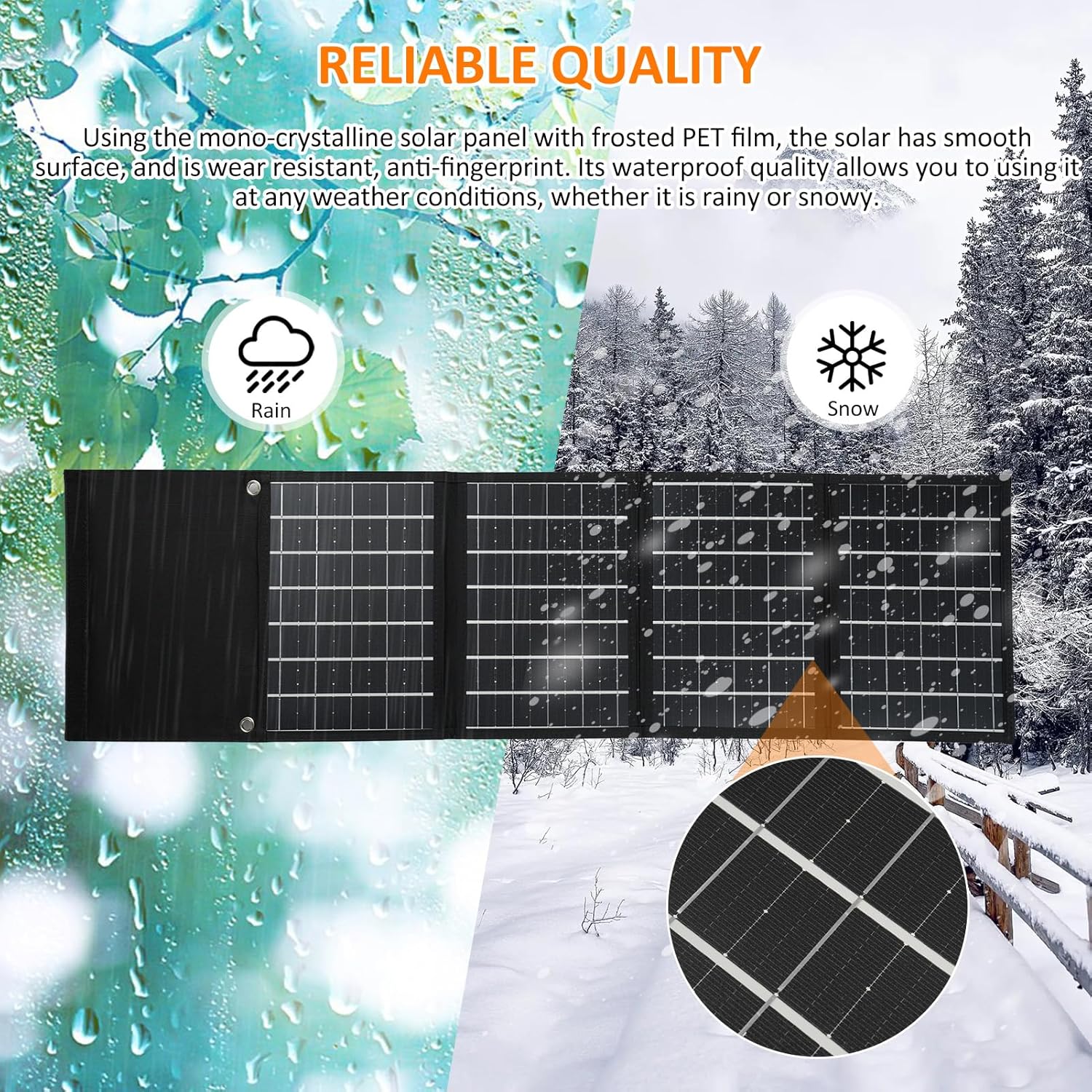 Solar Panel, Folding 50W Solar Charger with USB and DC Output High Conversion Monocrystalline Silicon for Outdoor Activities and Camping Trips. (30W)