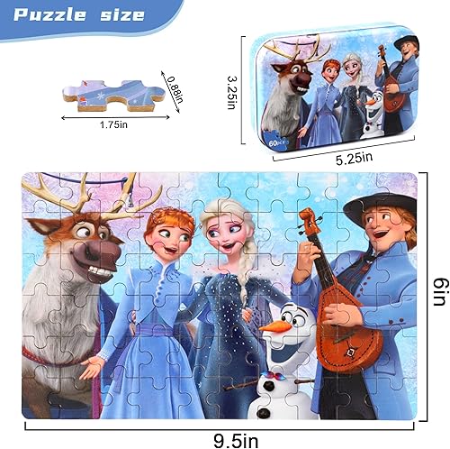 Miniatura 5 de MZZOTOY Rompecabezas para niños de 4 a 8 años, rompecabezas de Elsa y Anna de 60 piezas para niños de 3 a 5 años, regalos para niños, rompecabezas