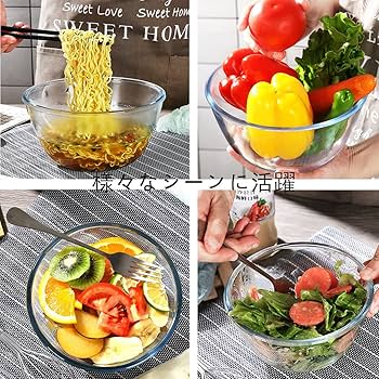 Amazon.co.jp: ガラスボウル 耐熱ガラス ボウル 透明 丸型