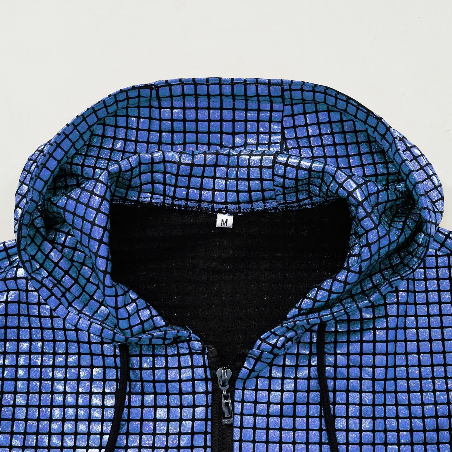 Men's Sequins Sleeveless Hooded Vest Disco Zippered Shirts 70s Disco Party Costume - Image 5