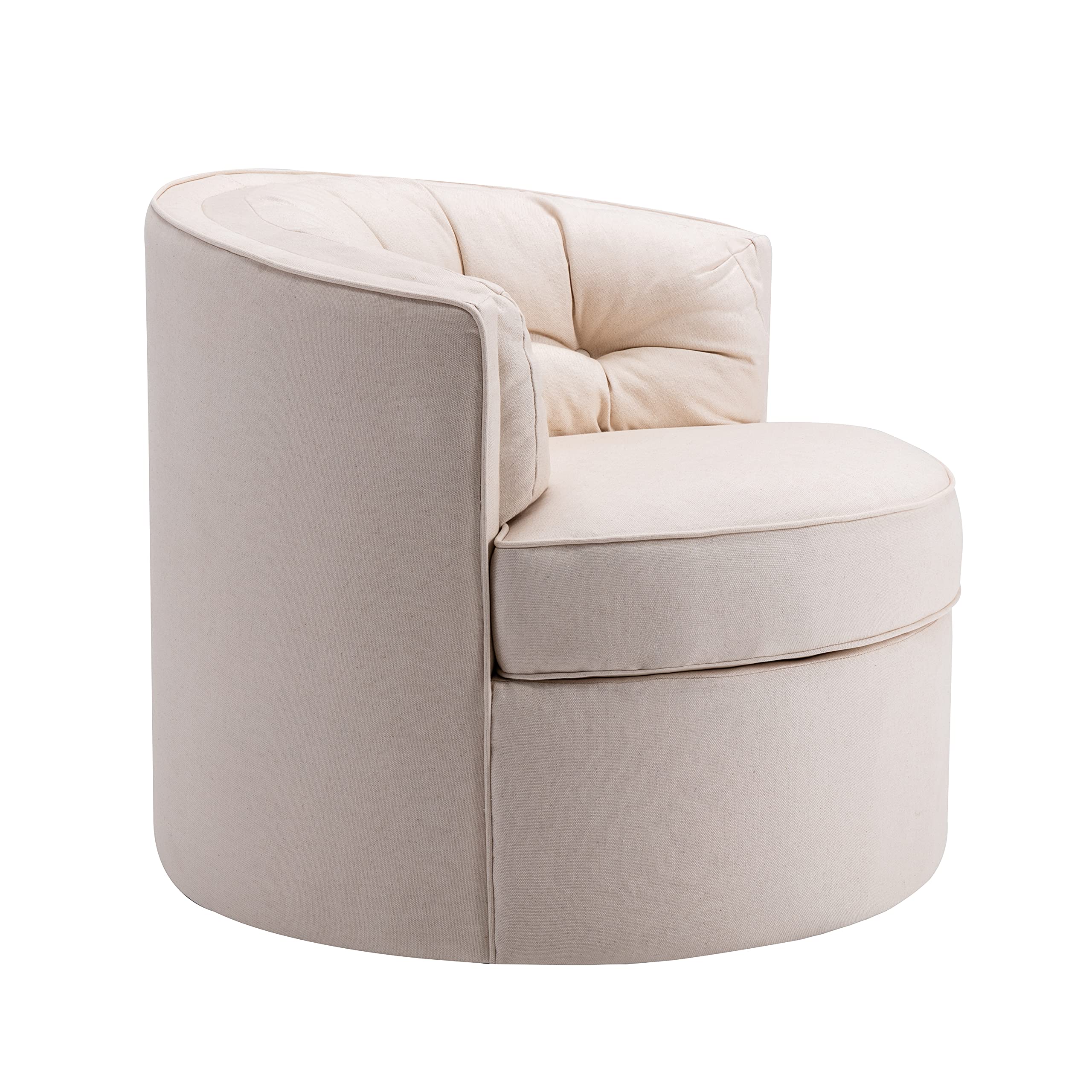 Merax 33” Wide 360Degree Swivel Round Barrel Chair, Comfy Tufted Back