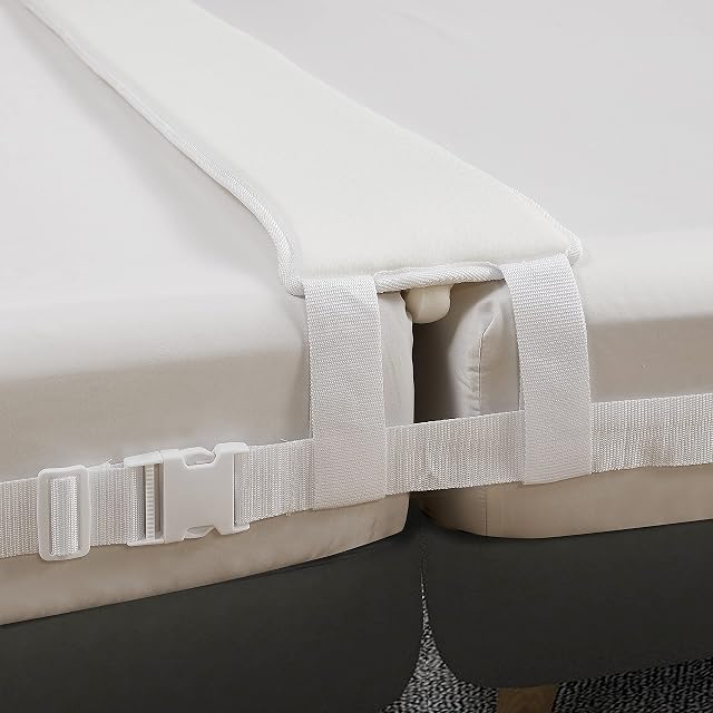 VINILITE Bed Bridge Twin to King Converter Kit, Memory Foam Gap Filler Pad and Adjustable Non-slip Mattress Extender Connector Belt for Home Bedroom Hotel Guest, 4 Loops Straps