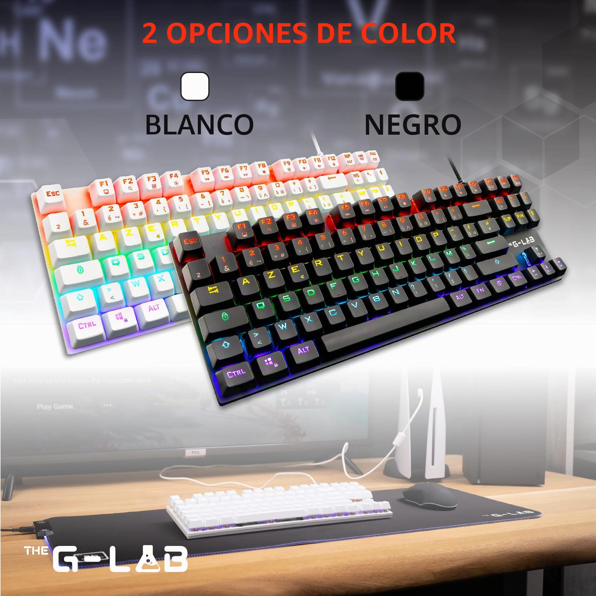 The G-Lab Clavier Gaming Mécanique TKL Switch Red - Effets de rétroéclairage - Noir