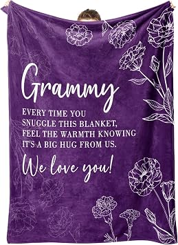 GiltGlimmer Grammy Gifts for Grandma, Gifts for Grammy, Grammy Birthday Gift from Grandkids, to My Grammy Grandma Throw Blanket 50 x 60, Purple