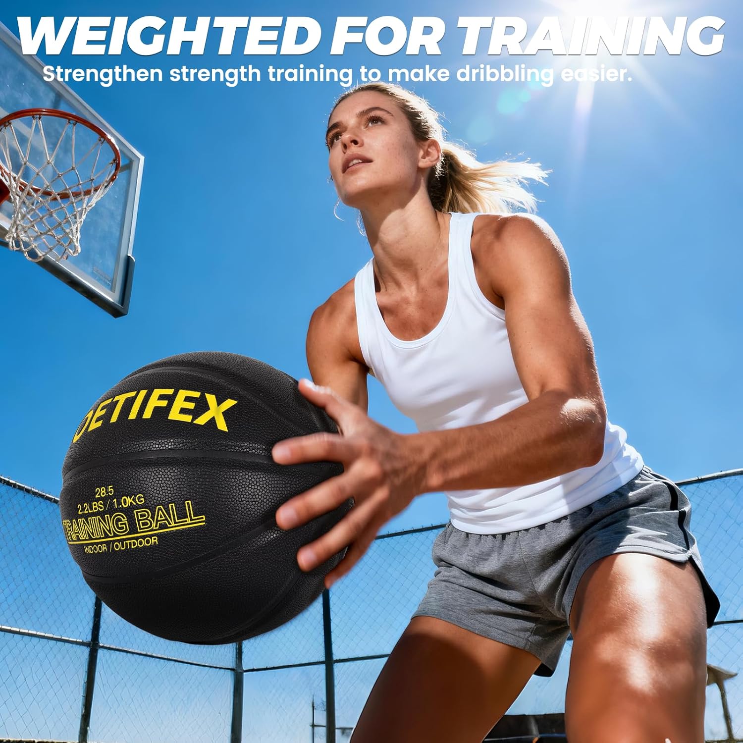 Weighted Heavy Basketball 3LBS/2.2LBS 29.5"/28.5" Training Equipment for Indoor & Outdoor – Improve Dribbling, Passing, Handling & Rebounding Skills Weighted Training Basketball (Deflated)