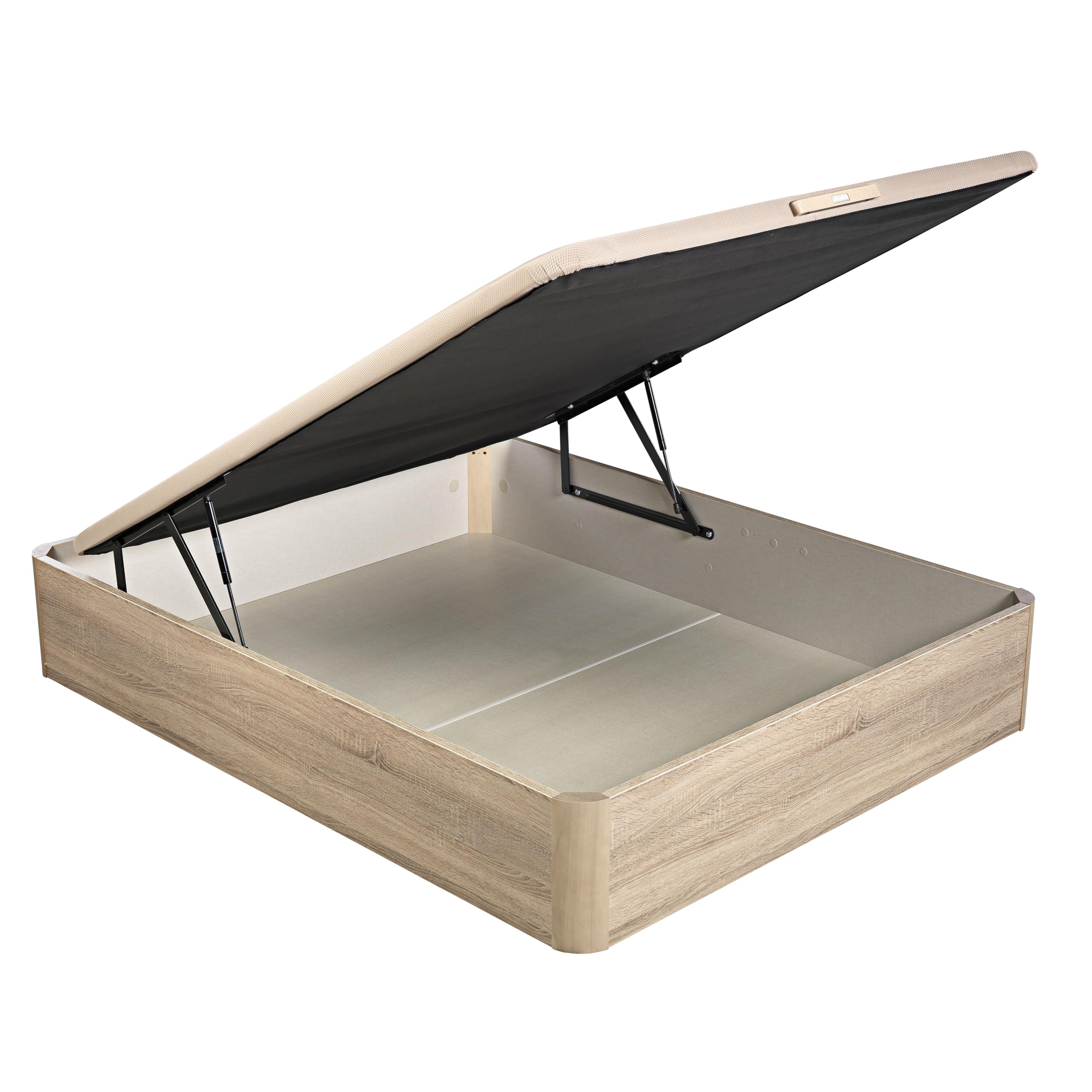 PIKOLIN Canapé Abatible Madera NATURBOX 2.0 | Entrega, Montaje y Retirada de Usado Incluida | 135x200 | Natural | Gran Capacidad de Almacenamiento | 36 cm Altura | 4 Esquinas Redondas
