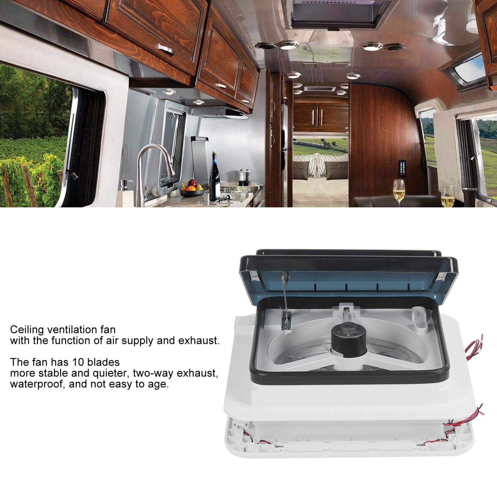 280x280mm Wentylator Dachowy 12V Sterowanie Ręczne Wentylatory Wentylacyjne Wentylator Sufitowy 2-kierunkowy Wentylator Wyciągowy z Oświetleniem LED do Autobusu Kempingowego RV