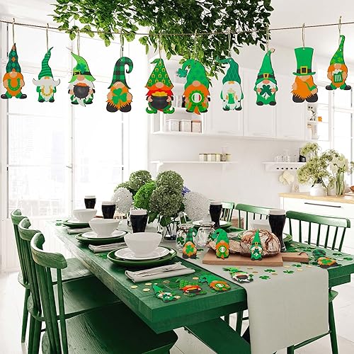 Miniatura 4 de Adornos de gnomos de madera del día de San Patricio, decoración colgante de gnomos para el día de San Patricio, decoración de árbol del hogar,
