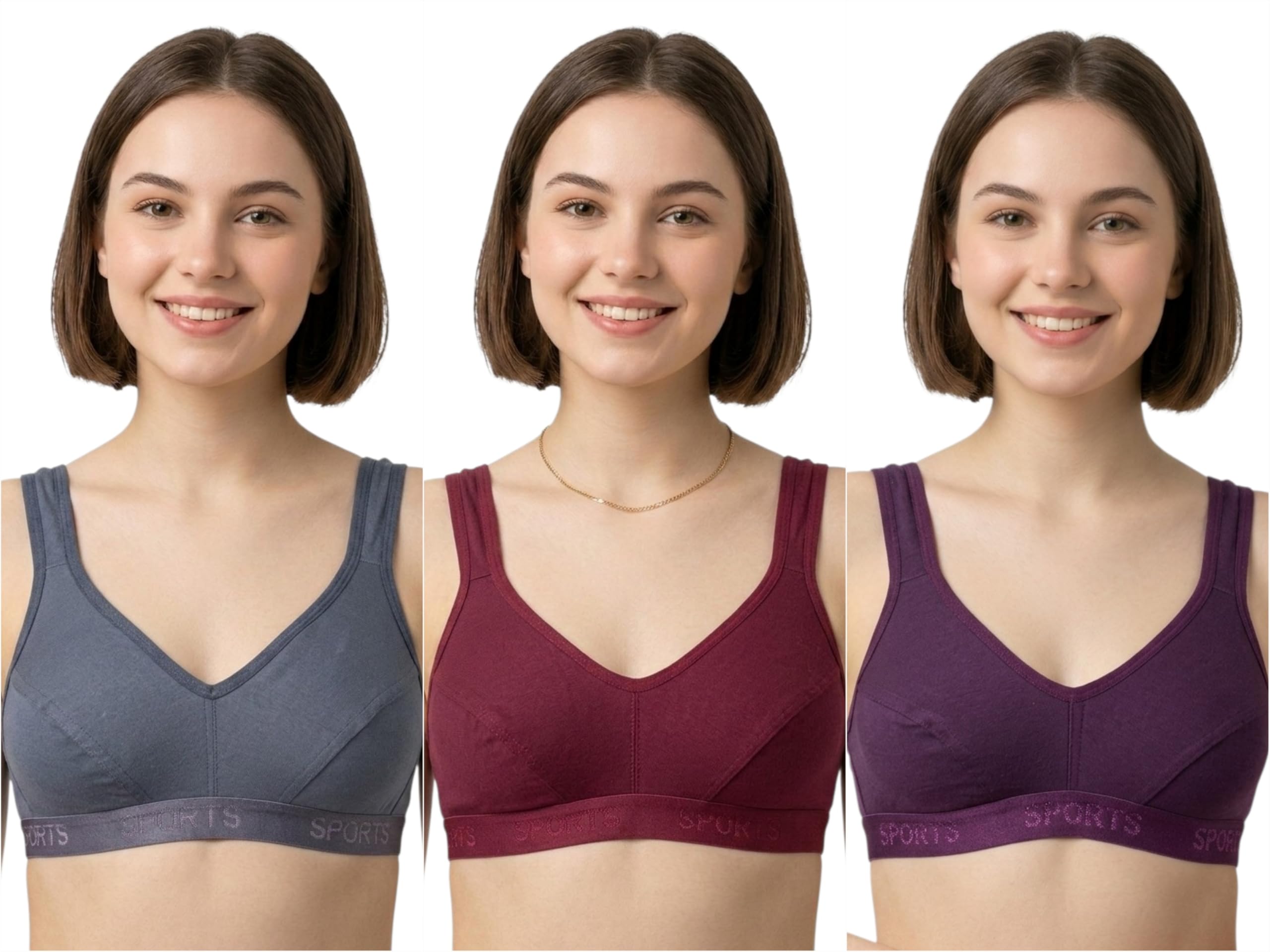 swalajja Women’s Seamed Sports Bra | Non-Padded Wirefree Activewear | High-Support Breathable Cotton Blend Bra-picture-12
