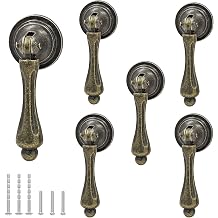 Bonsicoky Antique Drop Drawer Pulls Bronze Decorative Cabinet Handle Knobs for Wardrobe Dresser Kitchen Cabinet 6pcs