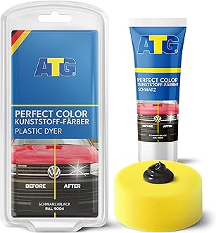 Plastic Trim Restorer Black – Premium Car Care Kit for Exterior & Interior Plastics – Restores Faded Bumpers, Dash & Trim to Deep Gloss Finish – 70 g with Sponge Applicator