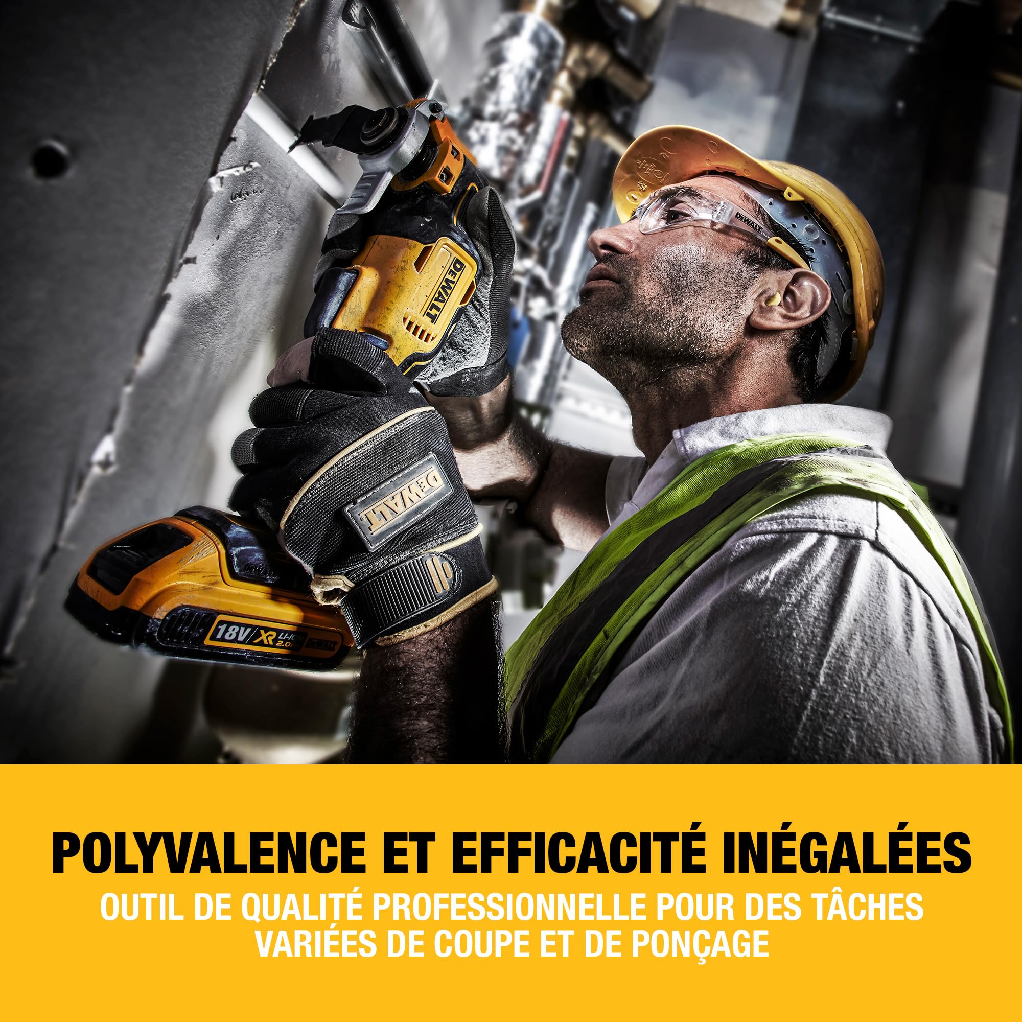 DEWALT - Outil multifonction oscillant sans fil Brushless XR 18V, inclus jeu d'accessoires de Coupe et de Ponçage de 29 pièces, DCS355N-XJ