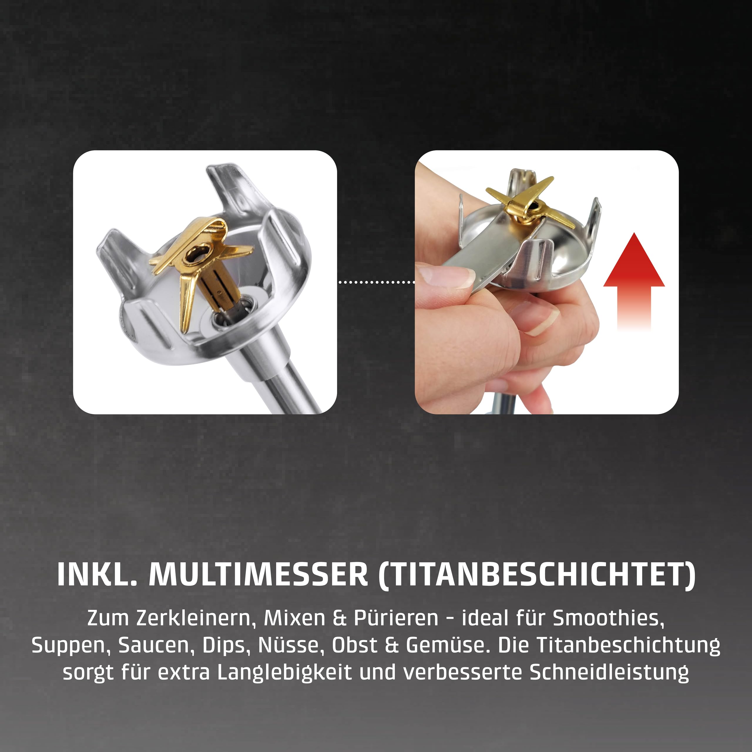 CASO HB 2400 Pro XL-Design Stabmixer Inkl. Zubehör, Testsieger Haus & Garten Test, Mixen, Rühren, Quirlen, Pürieren, Edelstahlstab (29cm), leistungsstarke 24.000 U/min