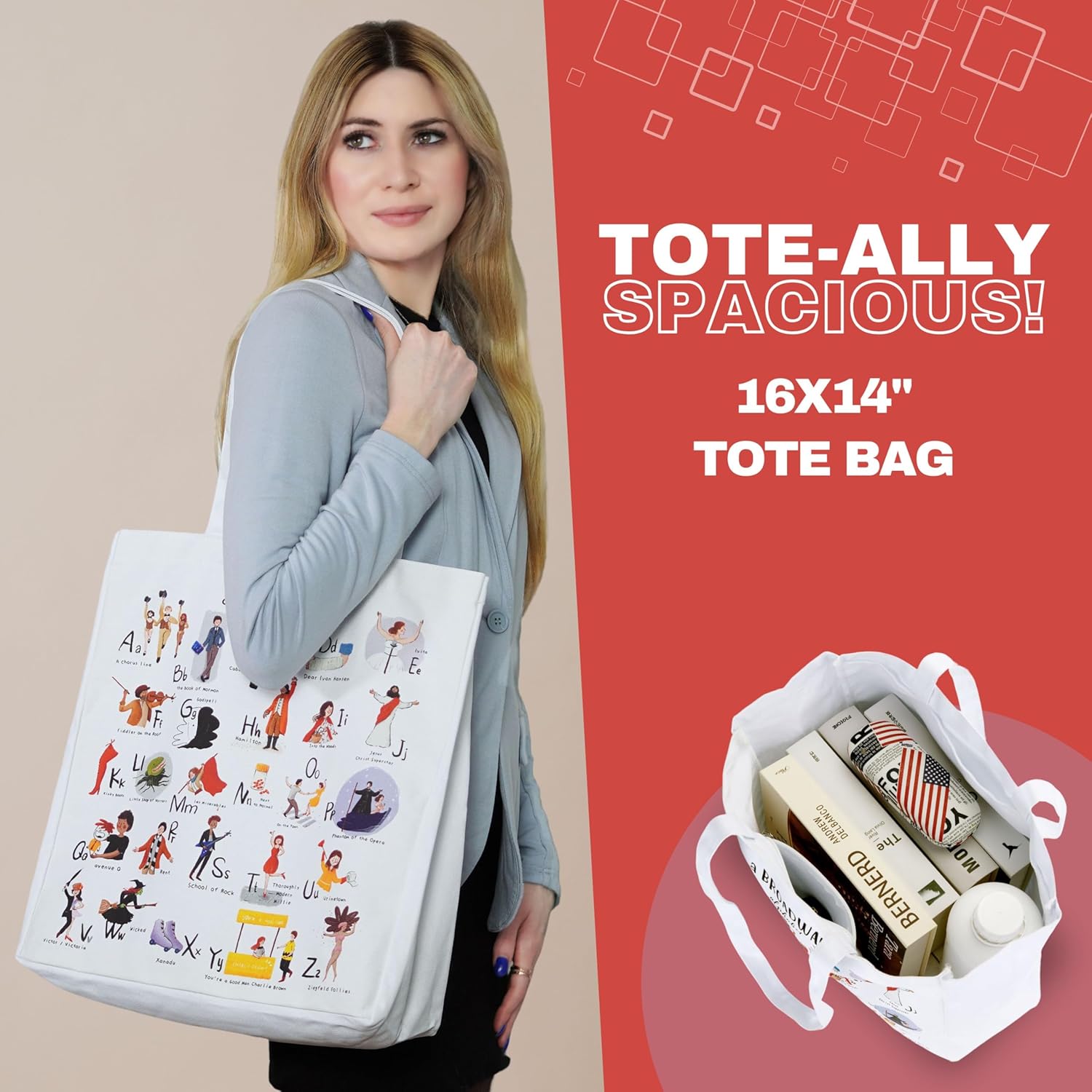 UTOPISH Broadway Tote Bag and Cosmetic Bag Set - Gifts for Musical Theatre Lovers - 26 Unique Designs for Broadway Musical Gifts - Image 4