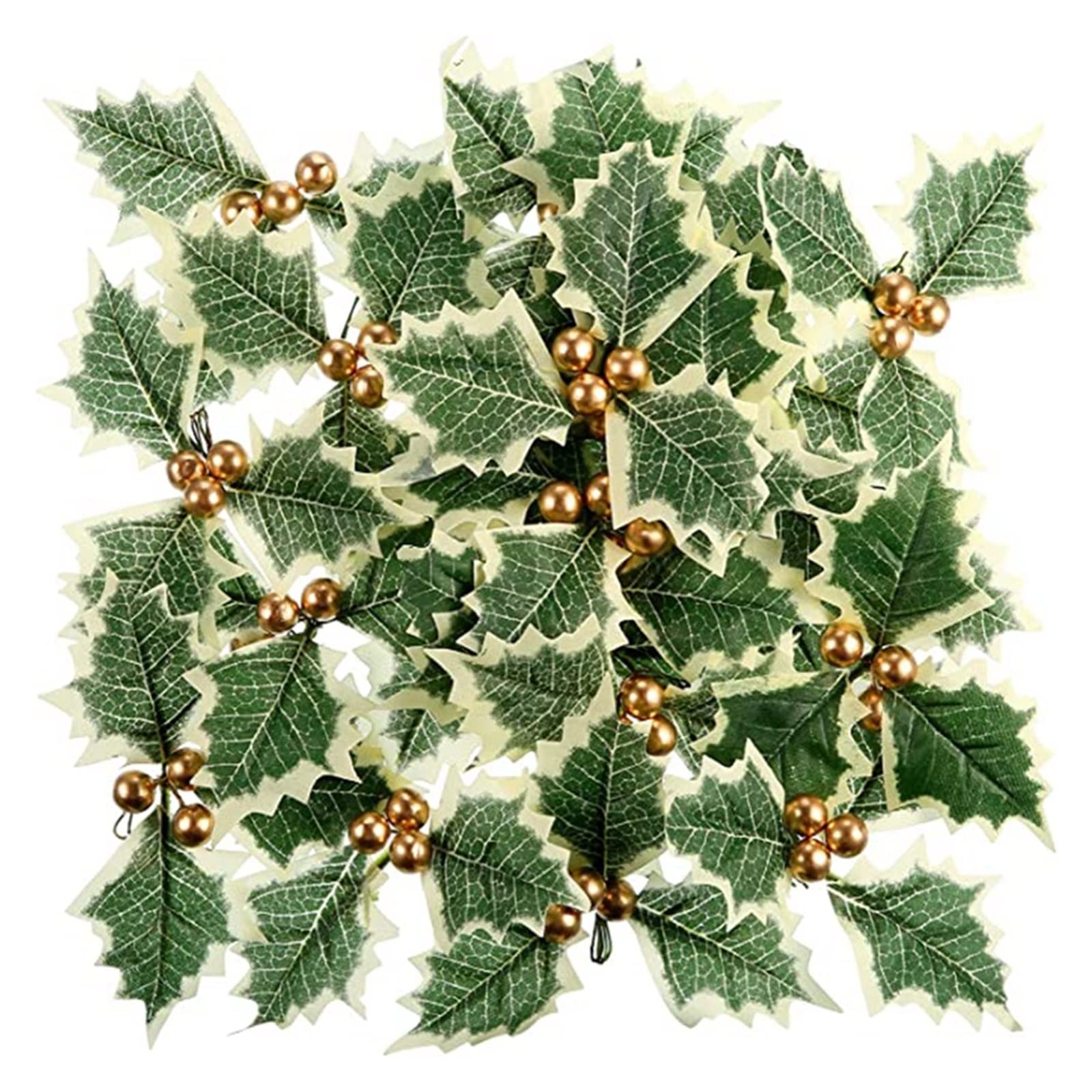 Plantes décoratives artificielles – Baies de houx artificielles avec feuilles adaptées for couronne de Noël, arrangement floral de mariage, cadeau, décoration de scrapbooking, fausses baies 5/6 cm ( C