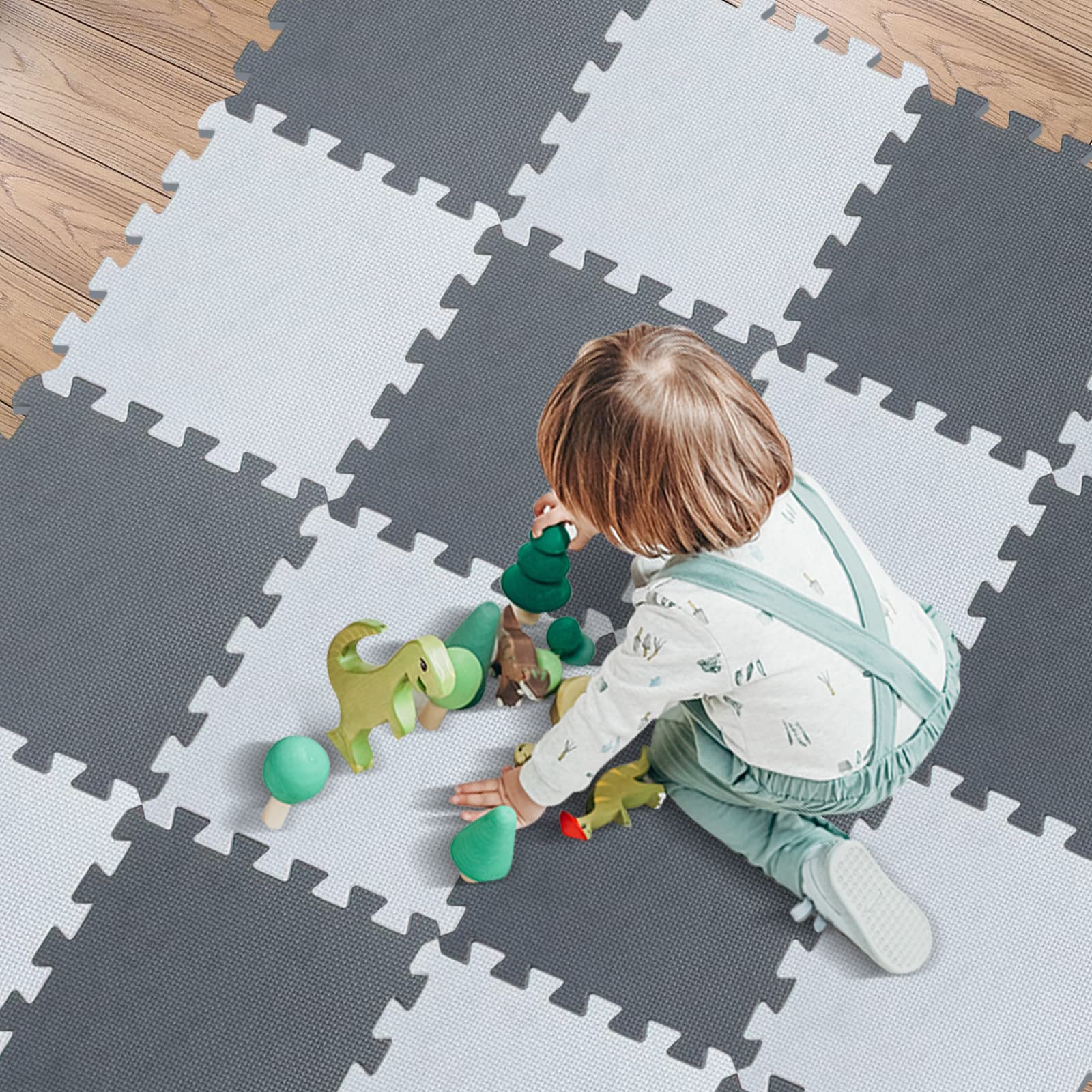 Tapis Puzzle Mousse pour Bébé, Tapis d'eveil Bebe 18 pièces, Chambre de Jeu pour Enfants, 30 x 30 cm, Gris et Blanc, Épaisseur 1 cm (Gris 18PC)