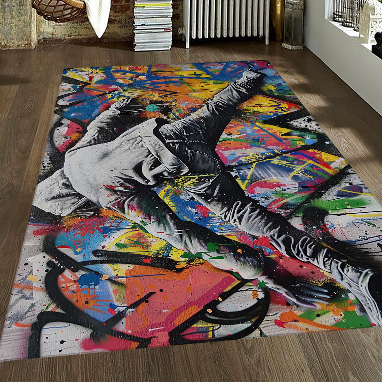 Tapis Banksy salon 100x150cm idéal pour décorer une salle de jeux d'ado