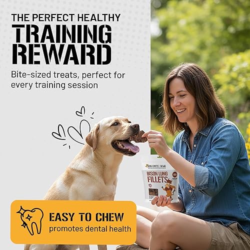 Miniatura 3 de Dog Chits Filetes de pulmón de bisonte para perros, totalmente naturales, con alto contenido de proteínas y un solo ingrediente, golosinas para