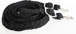 Challenger Western Nylon Braided Roping Knotted Barrel Reins Black 60708