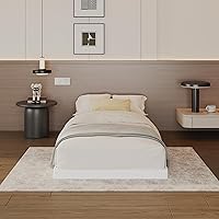 Vista 6 de Base de cama con somier de 3 pulgadas, tamaño individual, base de colchón de metal resistente con funda de tela, sin ruido, fácil montaje