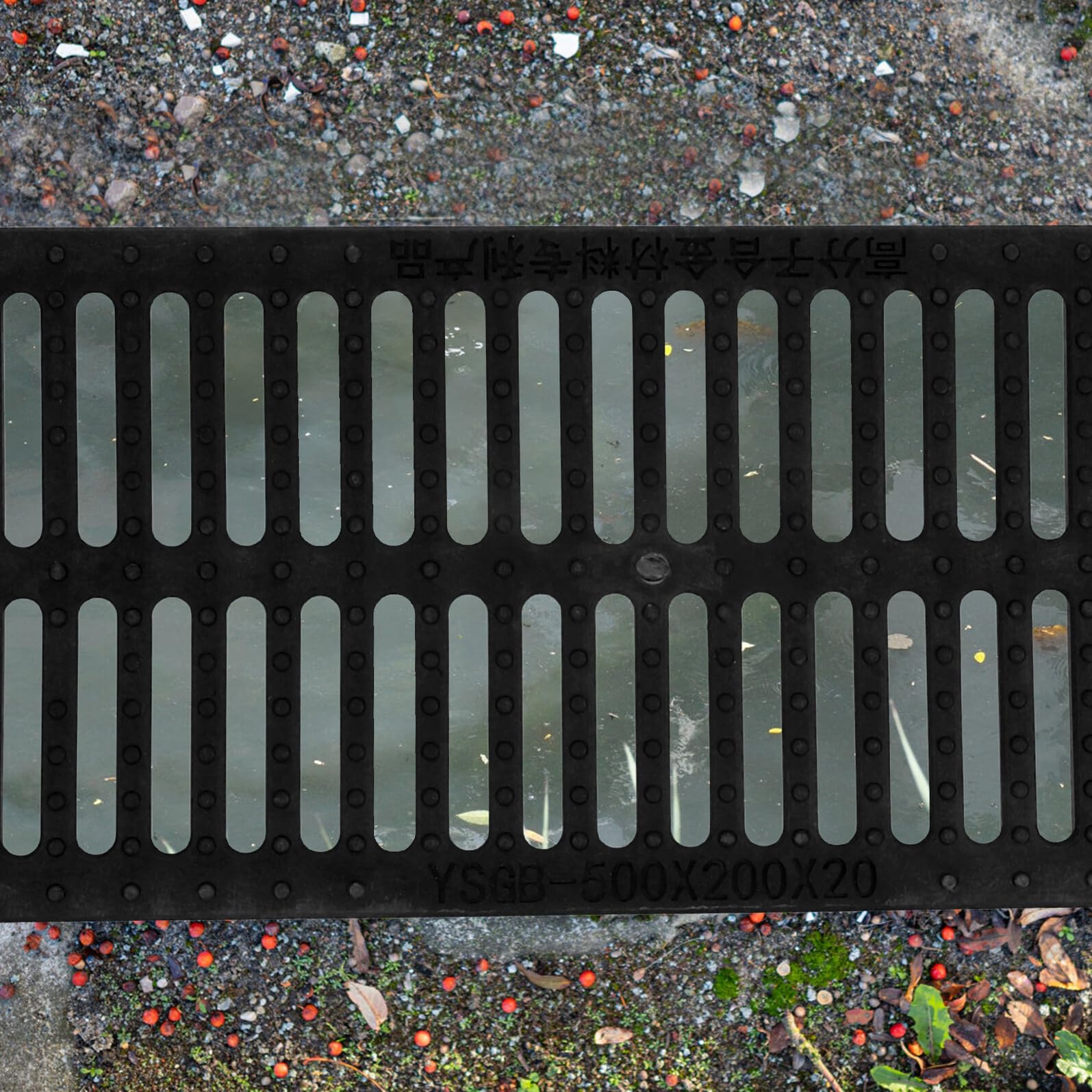 Wymienna pokrywa rusztu odpływowego z żywicy, 500 x 200 mm, plastikowa osłona na zewnątrz do wydajnego odprowadzania wody deszczowej i kanału