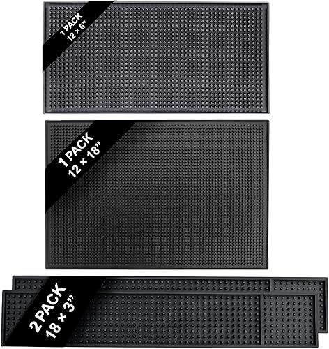 Miniatura 9 de Tapetes de barra para encimera de 18 x 3 pulgadas, tapetes de goma negra para barman, tapete de goteo de servicio de bar, bar en casa, tapete para
