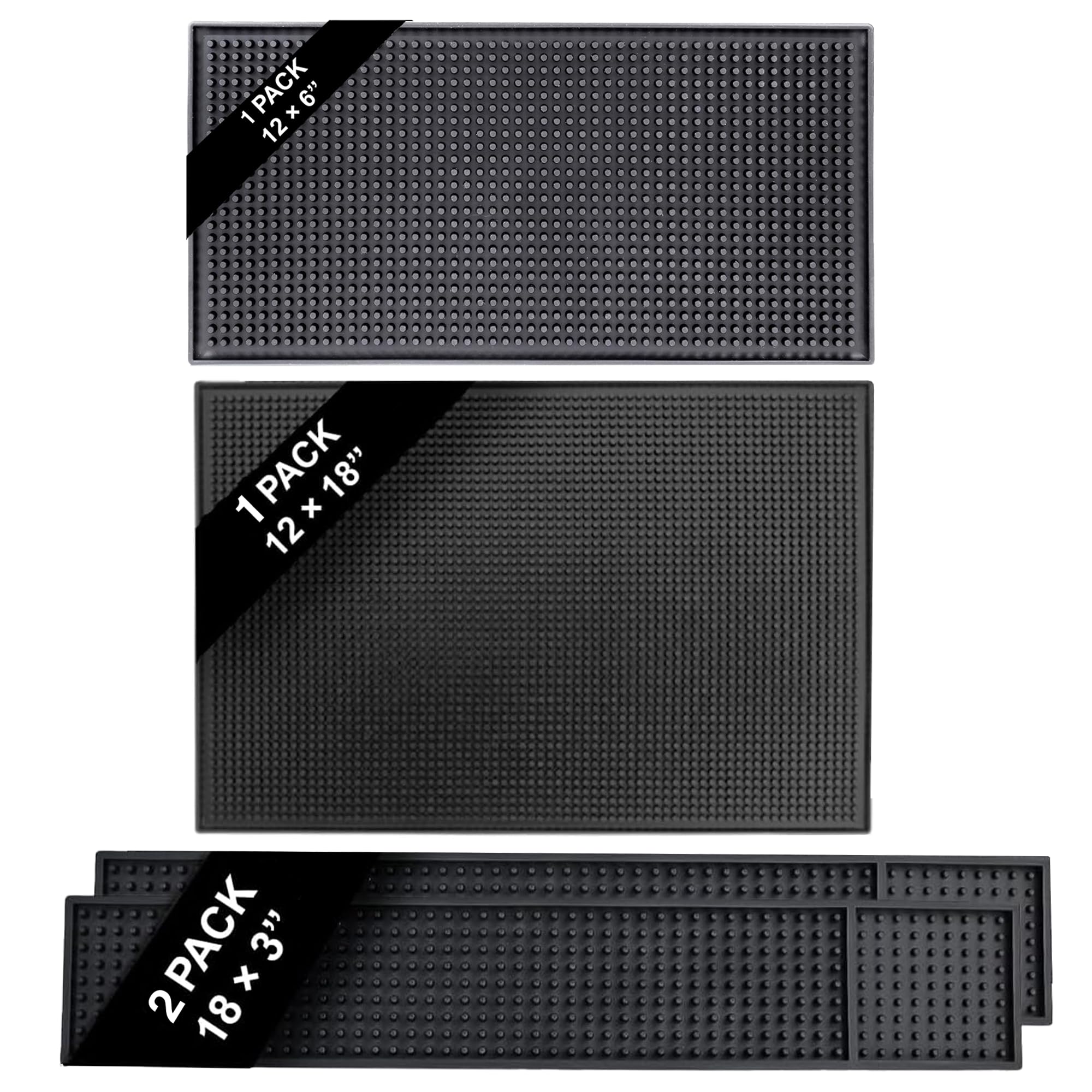 Paquete de 4 alfombrillas de barra: 18 x 12, 2 x 18 x 3, 1 x 12 x 6