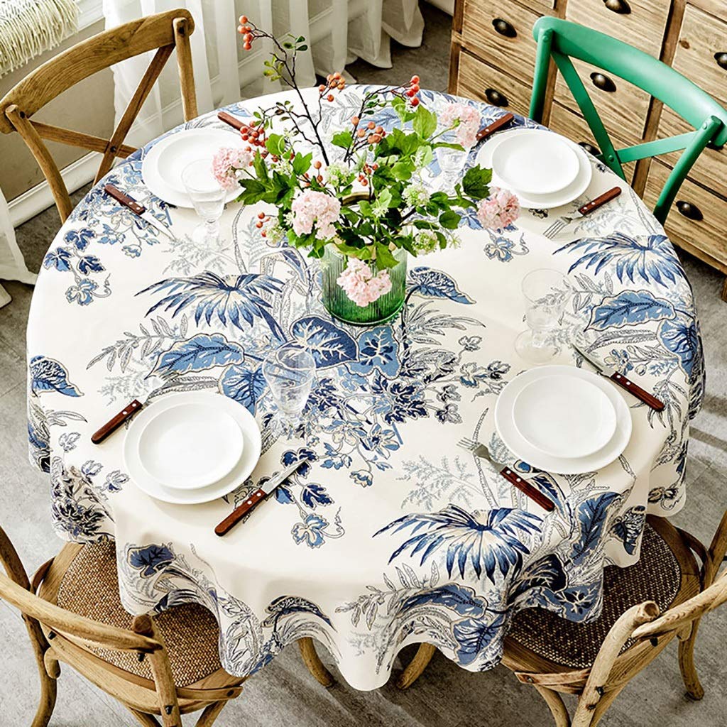Grande nappe ronde anti-tache pour protéger la table de Noël intérieure extérieure