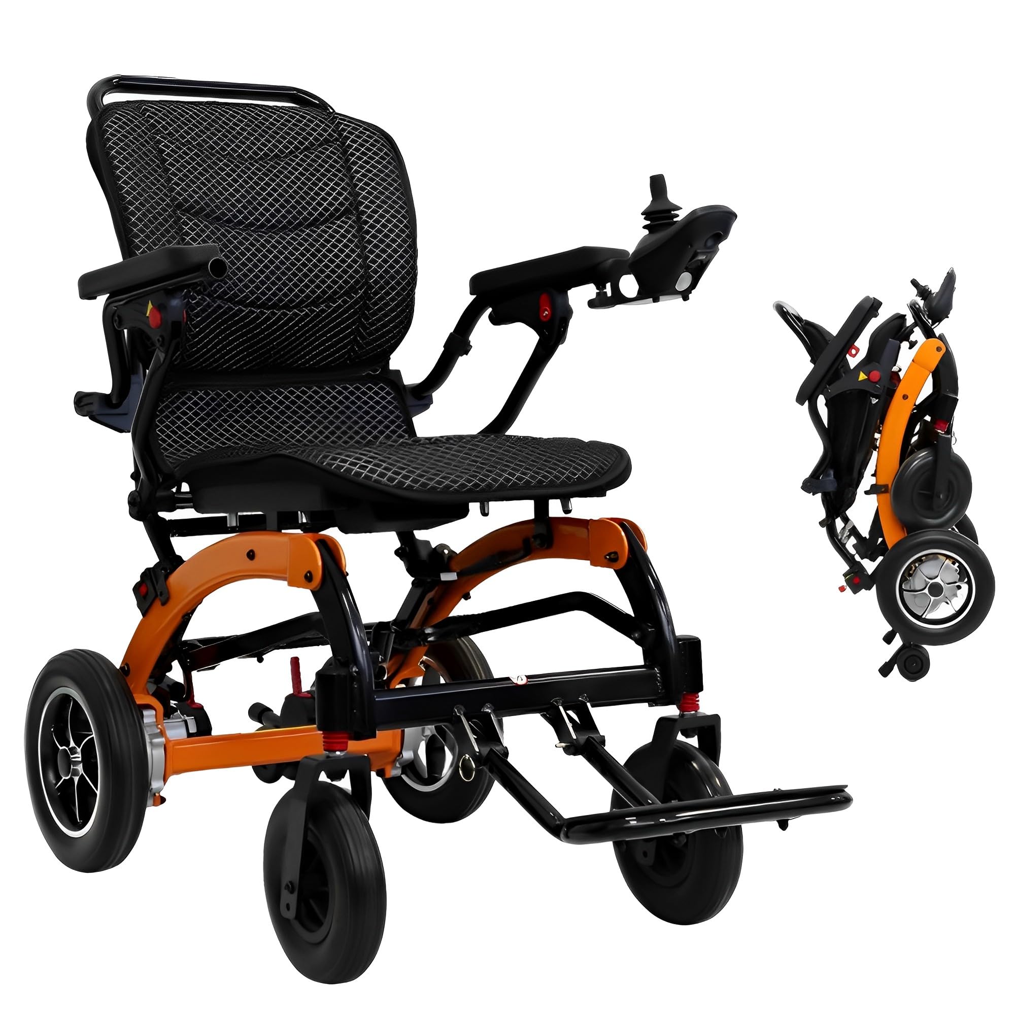 Silla de ruedas eléctrica plegable portátil ultraligera para adultos y personas mayores, motorizada todo terreno de 500 W, aprobada por aerolíneas, altura de pierna ajustable