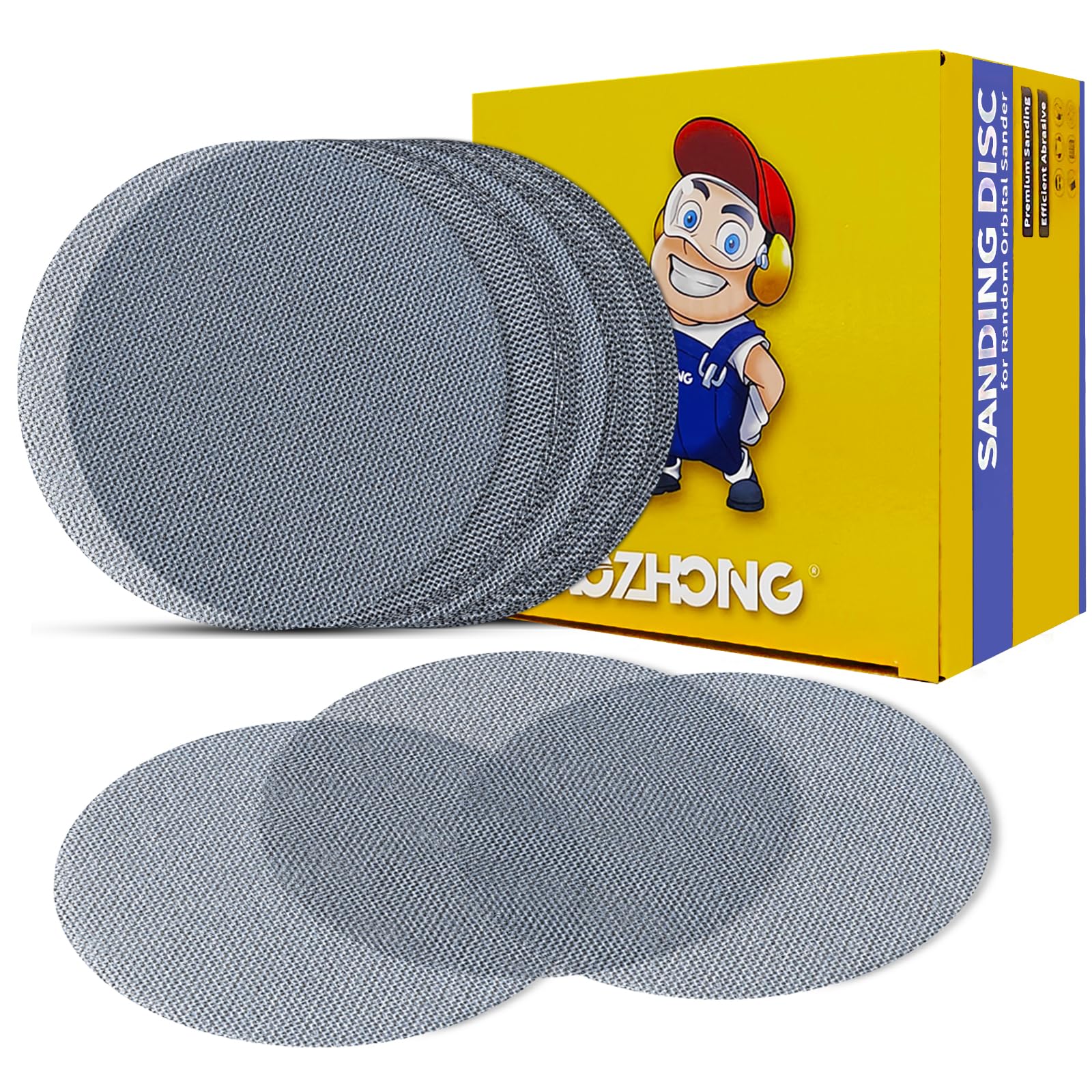 AOZHONG 5 inch Mesh Abrasive Sanding Discs 600 grit, 50pcs Ceramic Dust-Free Sandpaper, Hook and Loop Sanding Disc, Net Disc for Metal, Wood,