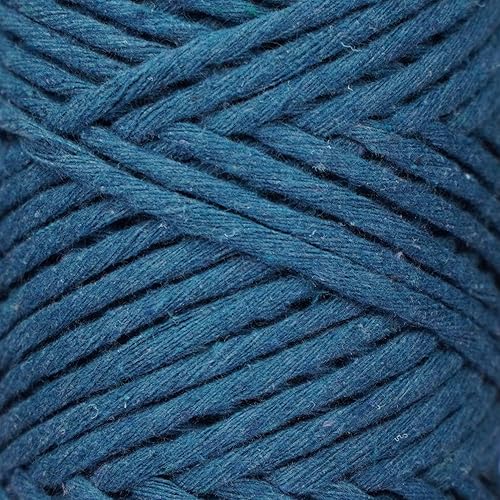Miniatura 4 de Makromecity, Cordón de macramé de una sola hebra de 0.118 in x 100 yardas (300 pies) de 0.118 pulgadas (0.118 in), una hebra de algodón azul marino,