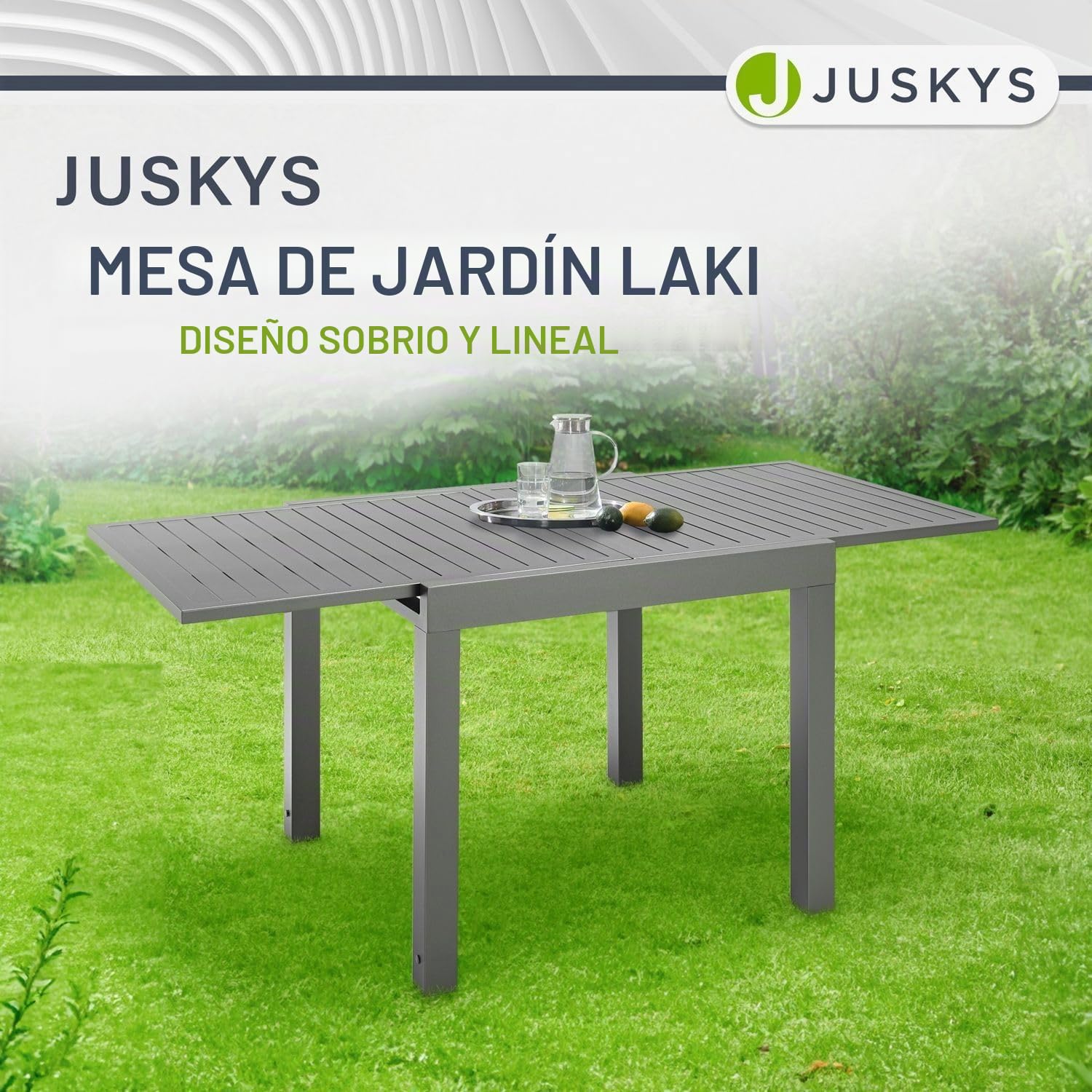 Juskys Laki - Mesa de jardín extensible (70 x 70 cm, mesa de comedor de aluminio, mesa grande, mesa de aluminio, muebles de jardín, color antracita