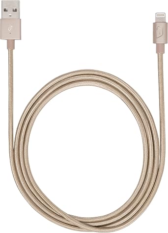Braided Lightning Aluminum Sync/Charge Cable, 4 Feet, Gold ACC99407CAI
