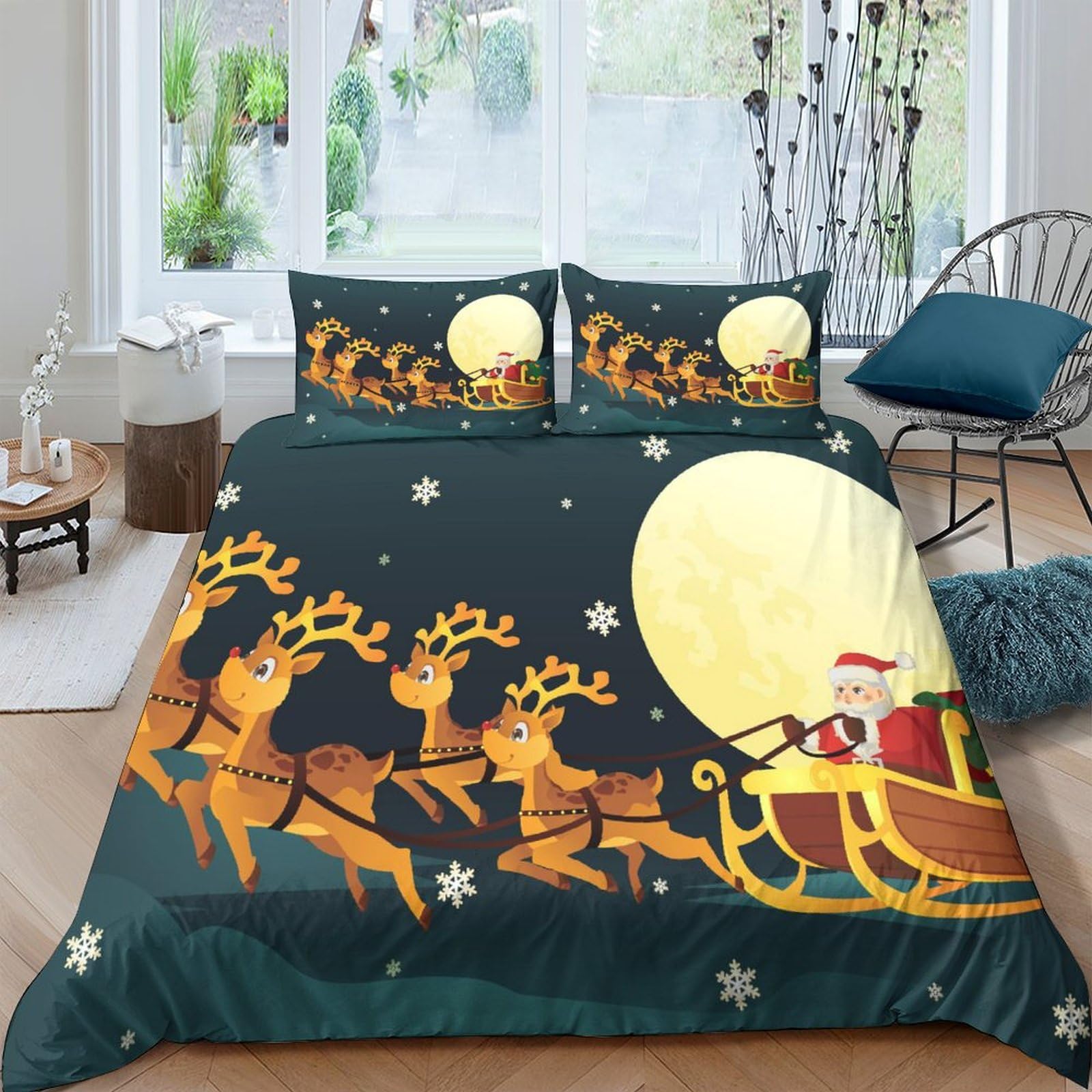 Housse de couette Renne de Noël 3D pour une ambiance de fête chaleureuse dans la chambre