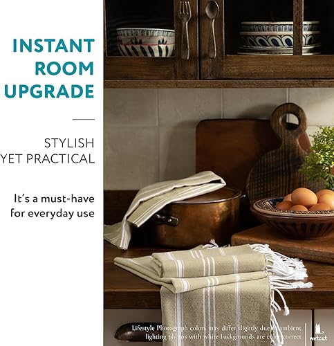 Miniatura 10 de WETCAT Juego de 2 toallas de mano turcas con lazo para colgar (20 x 30), 100% algodón, suaves, toallas de cocina bohemias prelavadas, toallas de