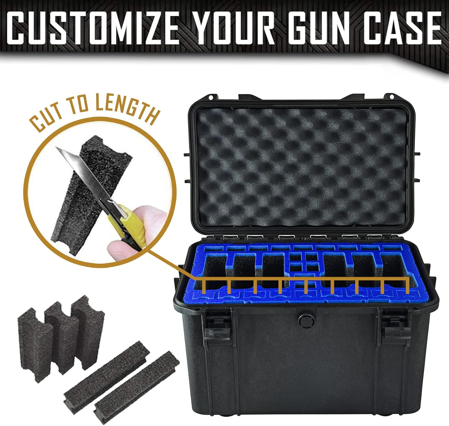 6 Pistol 24 Magazine Doro Gun Case with Custom MyCaseBuilder Foam Insert - Waterproof, Heavy-Duty Tactical Firearms and Ammunition Holder, 12.5 x 17.9 x 11.4 Inches
