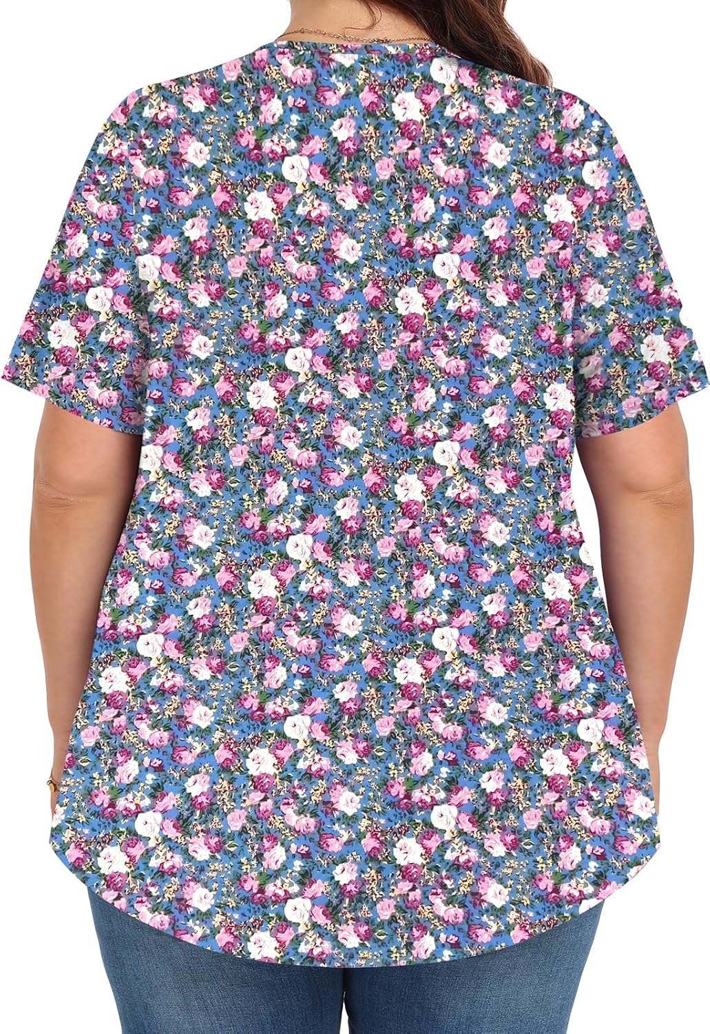 Womens Plus Size Tops Summer Shirts Tunic Short Sleeve Crew Neck Loose Fit Blouse 1X-5X - Image 4