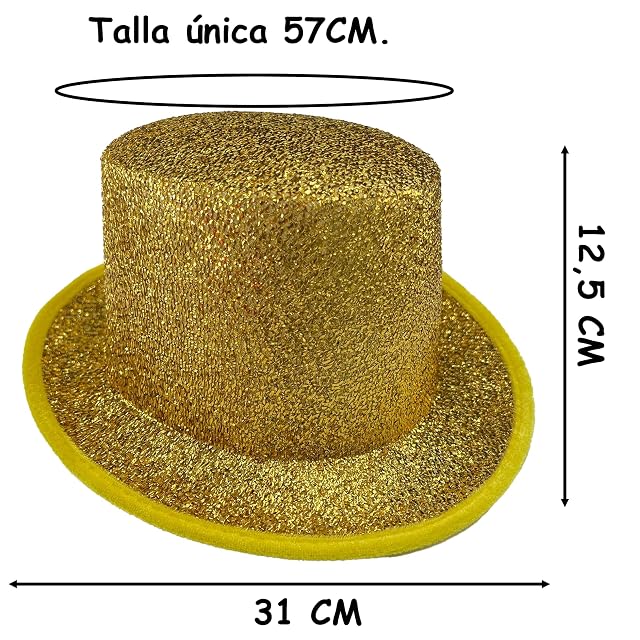 Foto 4 de 4 de Sombrero de Copa para Adultos, Sombreros Brillos para Disfraz de Carnaval Fiesta Halloween